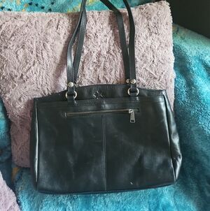 Patricia Nash Black Leather Shoulder Tote